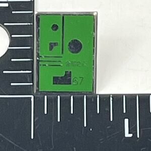 Vintage Green Geometric Enamel Lapel Pin Abstract Modernist Square Art 67